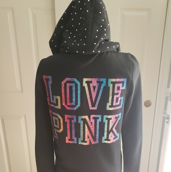 💕VS PINK HTF RAINBOW RHINESTONE HOODIE